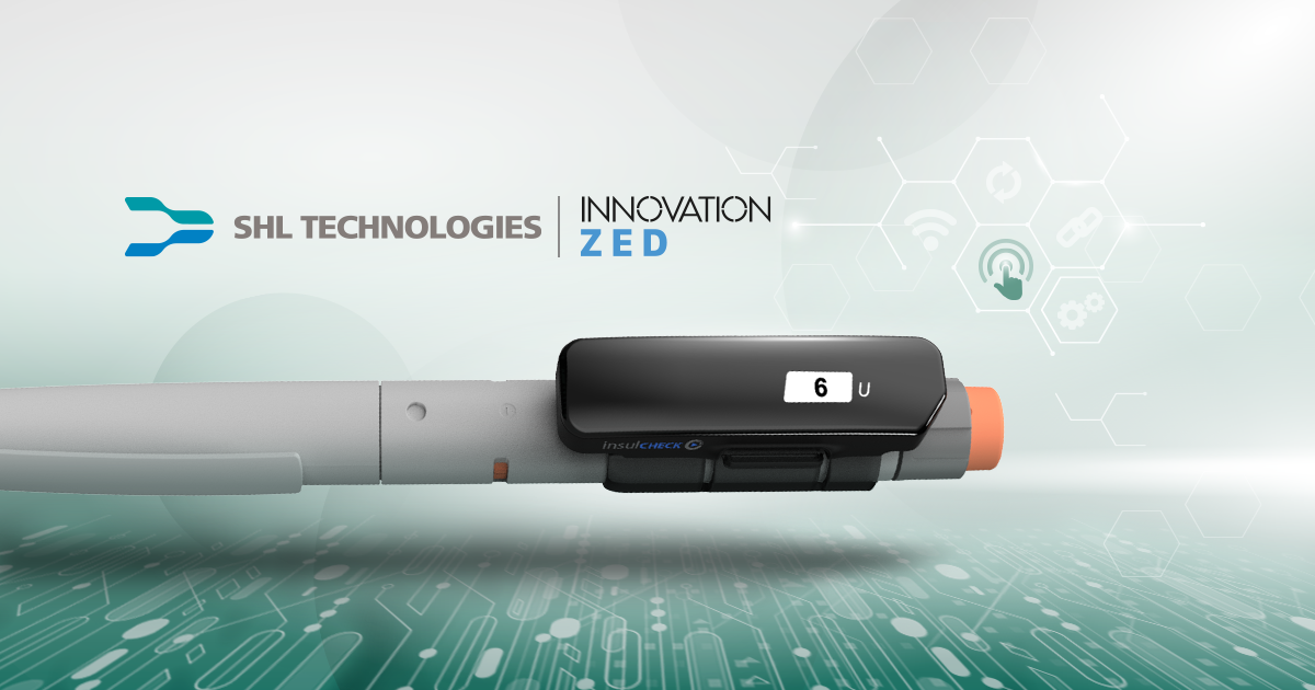 Image of a pen injector Penny developed by SHL Medical featuring InsulCheck DOSE by Innovation Zed manufactured by SHL Technologies